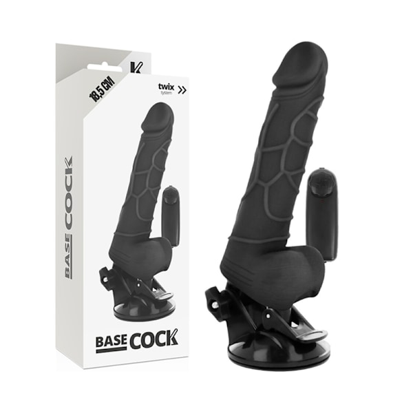 BASECOCK - REALISTISK VIBRATOR FJÄRRKONTROLL SVART 18,5 CM