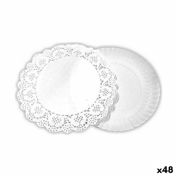 Tårtställ Algon Vit 16 x 16 x 1,5 cm Cirkulär (4 stycken) (48 enheter)