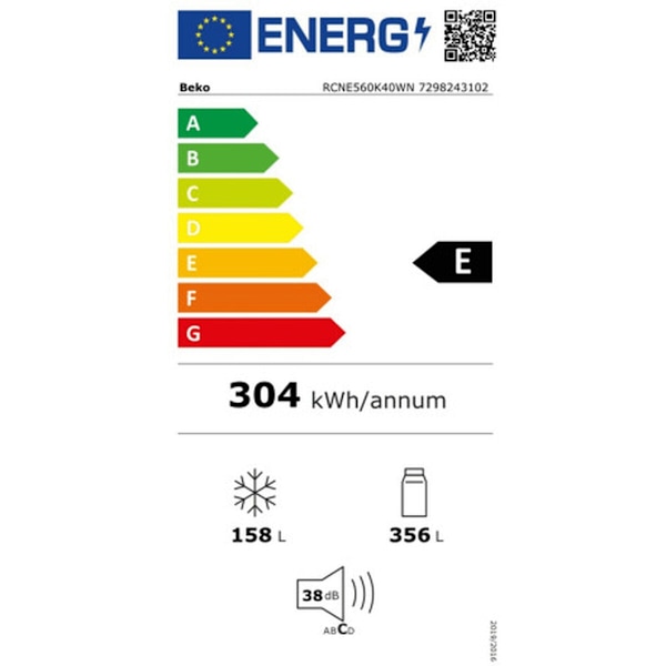 Kombinerat kylskåp BEKO RCNE560K40WN Vit (192 x 70 cm)