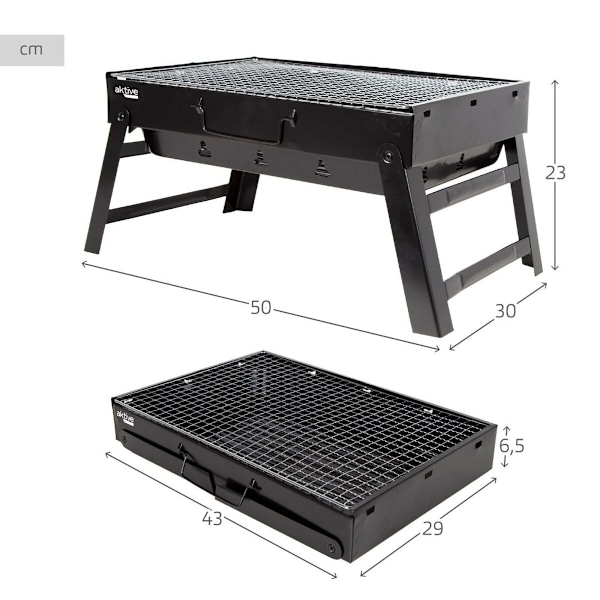 Barbecue Portable Aktive rektangulär svart 50 x 23 x 30 cm (2 enheter)