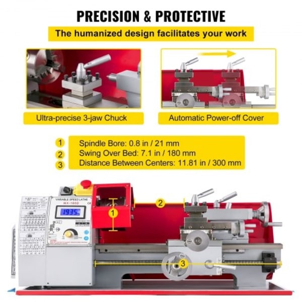 7Ã12 Mini metallsvarvningsmaskin Automatisk metallträborrning 600W metallbearbetning träbearbet