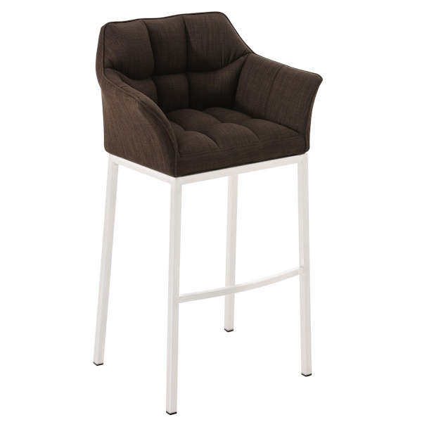 Barpall Damaso-tyg med 4-fots ram vit brun