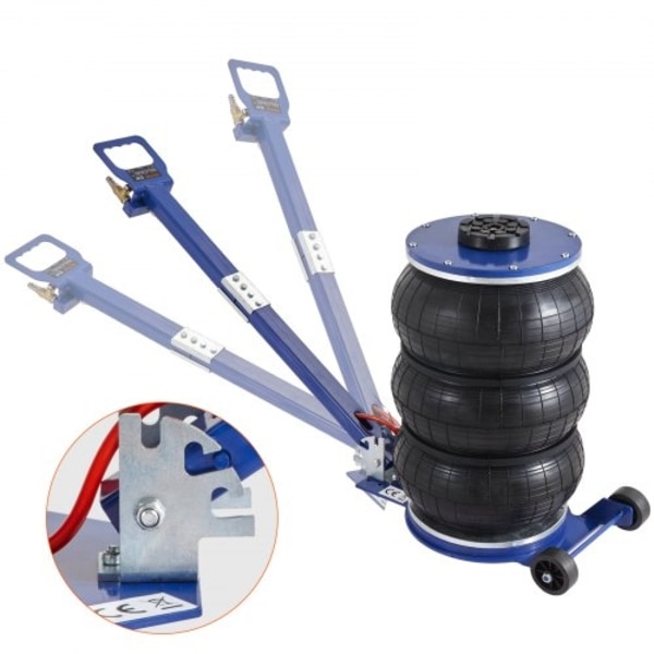 Air Jack, 5 Ton/11000 lbs Triple Bag Air Jack, Airbag Jack med sex stålrör, lyft upp till 18,5 tum/470 mm, 3-5 s snabblyftande pneumatisk jack, med ju