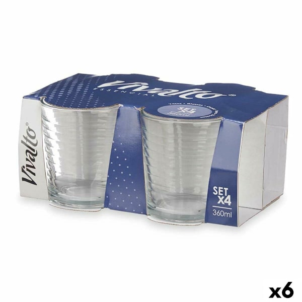 Set med glasögon Stripes Transparent Glas 360 ml (6 enheter)