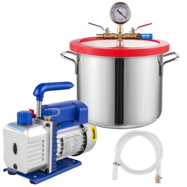 1,5 gallon (6,8 L) 3CFM 1/4HP vakuumkammare, köldmedievakuumpump HVAC enstegs vakuumpump Luftkonditionering roterande lamellvakuumpump A/C vakuumevaku