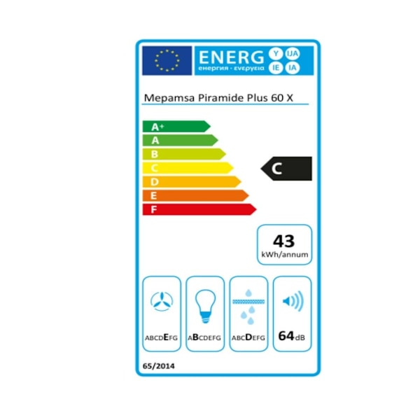 Konventionell köksfläkt Mepamsa Piramide Plus 60 cm 290 m³/h 65W stål