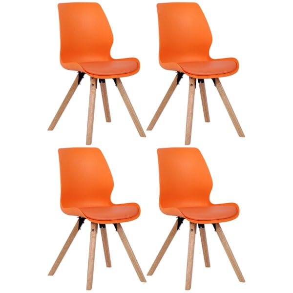 Set med 4 st Luna plaststolar orange