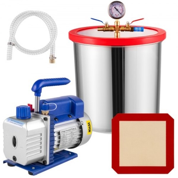 5 gallon vakuumkammare & 1/4 hk 3cfm enstegs vakuumpump för att ta bort gaser