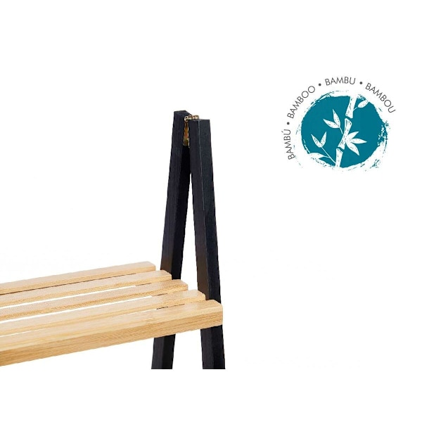 Badrumshyllor Svart Natural Bamboo Furu 40,3 x 81,5 x 30 cm