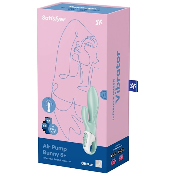 NÃJLIGARE LUFTPUMP BUNNY 5+ UPPBLASBAR KANINVIBRATOR-APP - GRÃN