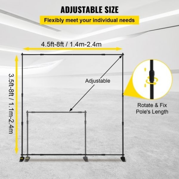 4st 8-tums bannerstativ reklamtryckt set 54" till 96" Display Trade Dricka