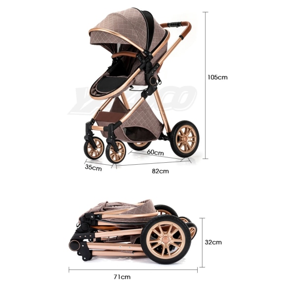 Barnvagn 3-delad med matchande babyskydd - Mörkblå