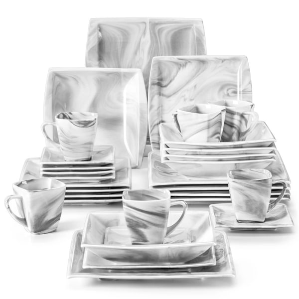 Malacasa Blance Marble Grey Dinner Tableware 30 set