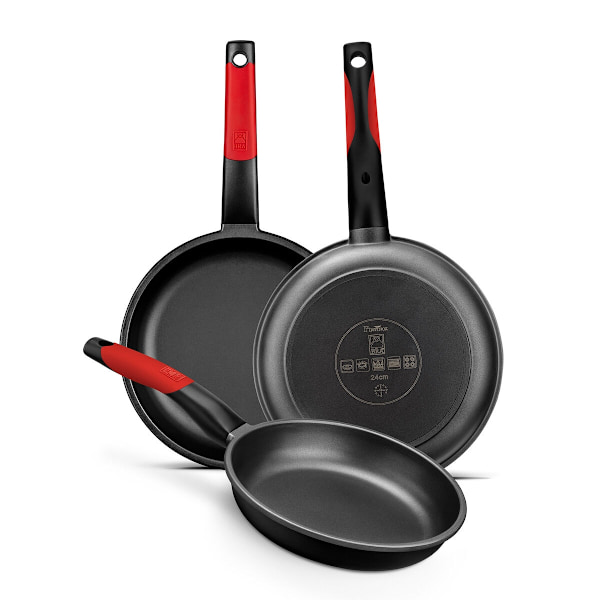 Non-stick stekpanna BRA A411224 Svart Röd Rostfritt stål Aluminium