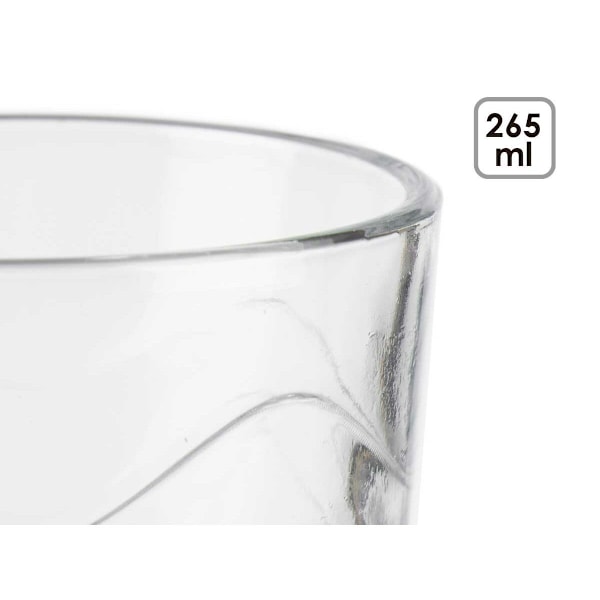 Set med glasögon Waves Transparent Glass 265 ml (8 enheter)