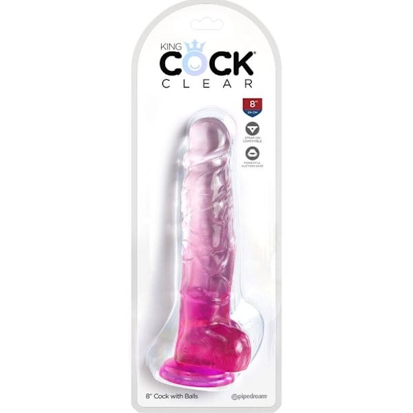 KING COCK CLEAR - REALISTISK PENIS MED BOLLAR 16,5 CM ROSA