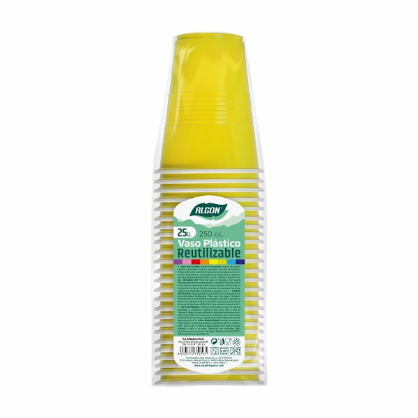 Set med återanvändbara glas Algon Yellow 24 enheter 250 ml (25 stycken)