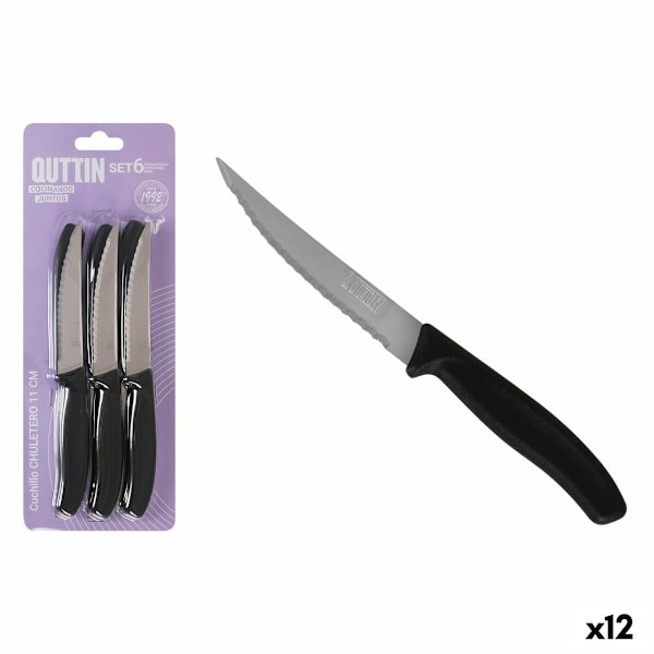 Knivset Quttin 11 cm Svart Silver 6 delar (12 enheter)