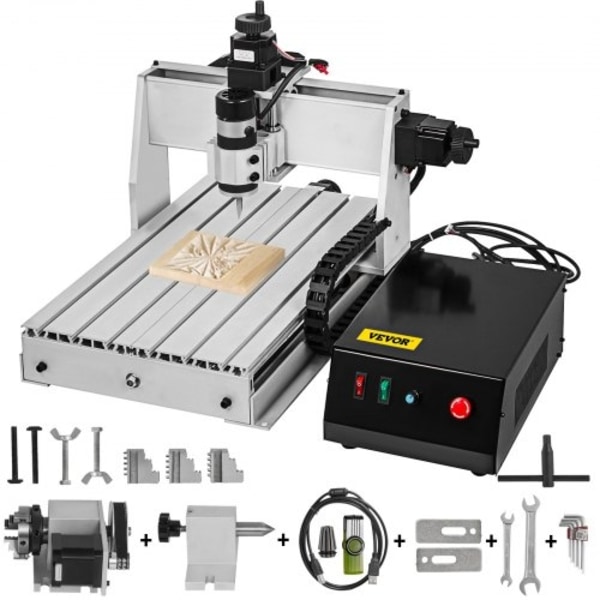 CNC Router Engraver Kit 3040 CNC Router 4 Axis USB Port CNC Router Engraver Machine 500W CNC Router Gravering Borrning Fräsmaskin för DIY