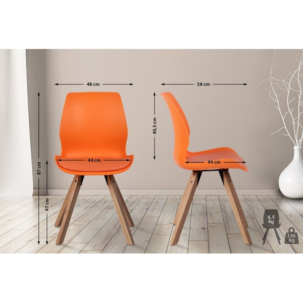 Set med 4 st Luna plaststolar orange