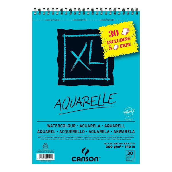 Ritblock Canson AQUARELLE XL 21 x 29,7 cm 5 antal 30 Blad 300 g/m² 210 x 297 mm