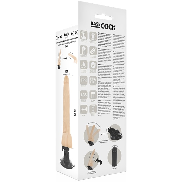 BASECOCK - REALISTISK NATURLIG FJÄRRKONTROLLVIBRATOR MED testiklar 20 CM