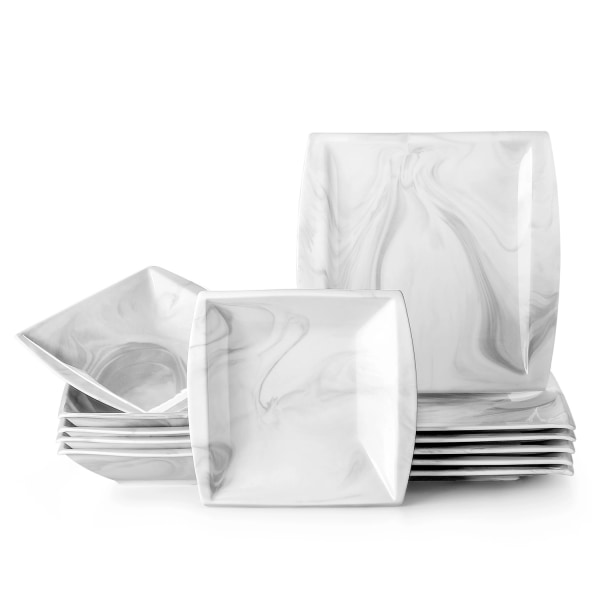Malacasa Blance marble grey Dinner Tableware 12 set