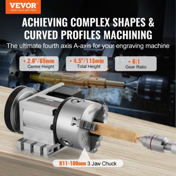 Indexeringsdelningshuvud K11-100mm 3-käftad chuck bakstycke för CNC-fräsning