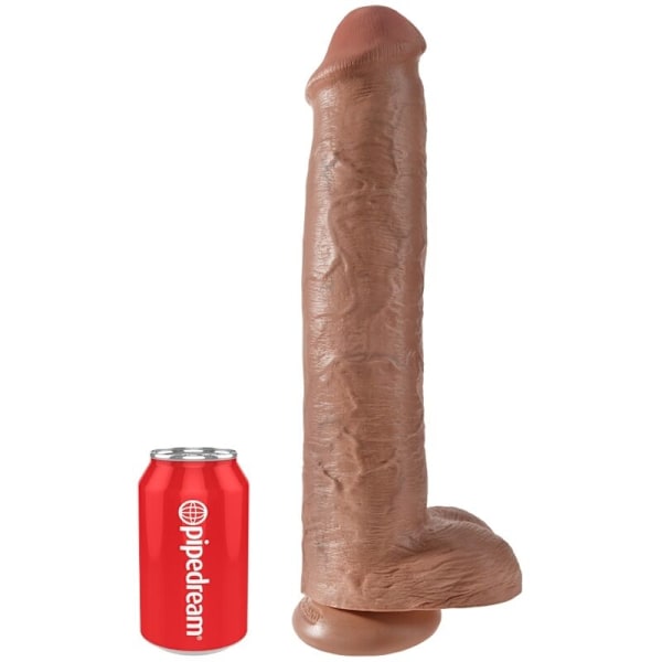 KING COCK - REALISTISK PENIS MED BOLLAR 34,2 CM KARAMELL