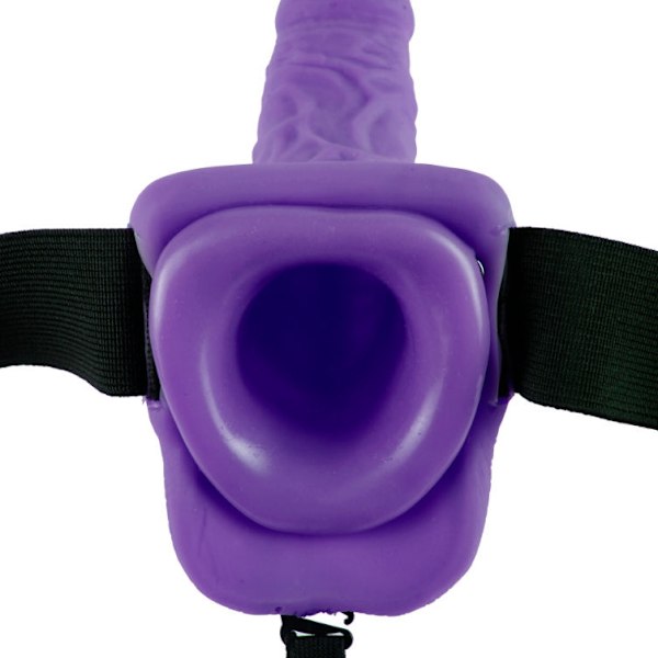 FETISH FANTASY SERIES 7" HÃLLIG STRAP-ON VIBRERANDE MED BOLLAR 17,8 CM LILA