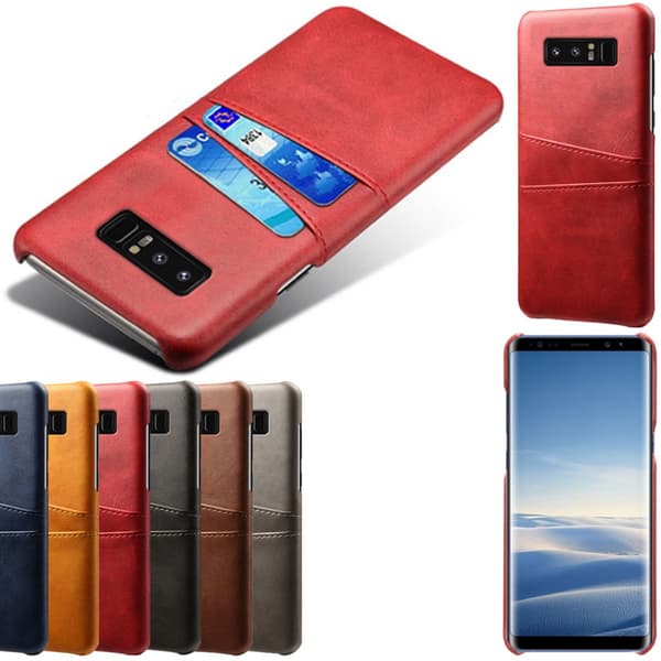 Samsung Note8 skal etui beskyttelse læder kort visning mastercard - Rød Note8