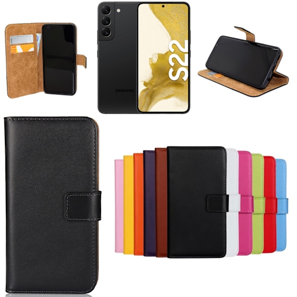Samsung Galaxy S22 fodral plånboksfodral skal - VÄLJ: BRUN SAMSUNG S22 5G