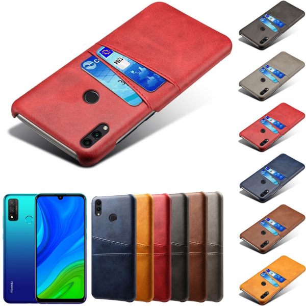 Huawei P smart 2020 cover etui beskyttelse læder kort vis - Sort P smart 2020