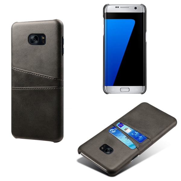Samsung S7 kantbeskyttelsescover etui læder til kort visa mastercard: Lysebrun / beige Samsung Galaxy S7 Edge