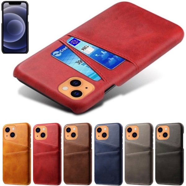 Kortholder Iphone 13 mini cover mobilcover hul oplader hovedtelefoner - Brun iPhone 13 mini