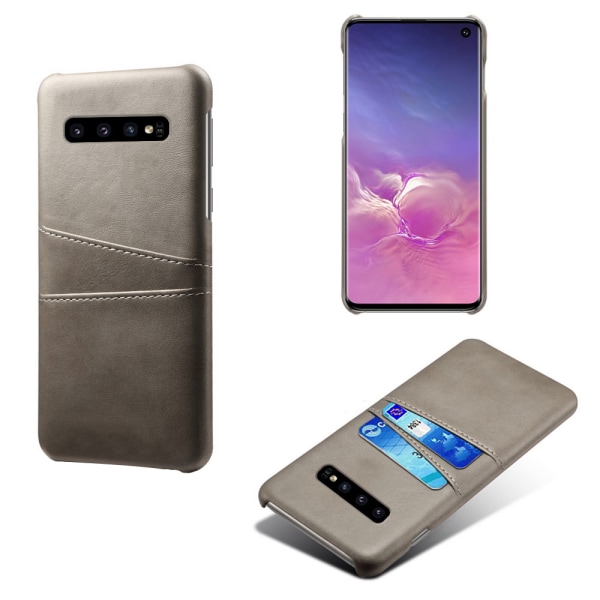 Samsung S10 skydd skal fodral skinn kort visa amex mastercard - Ljusbrun / beige Samsung Galaxy S10