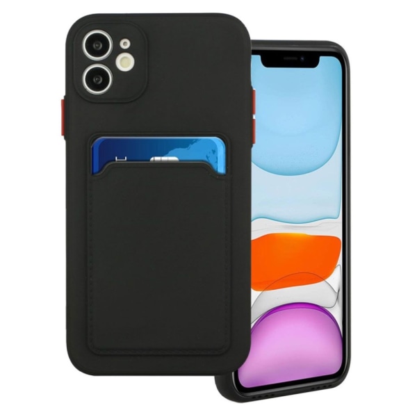 Sort slot kortholder cover Iphone 14/13/12/11/xs/xr/SE/8/7/6 - Black Iphone 7