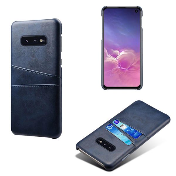 Samsung S10E skydd skal fodral skinn kort visa amex mastercard - Blå Samsung Galaxy S10E