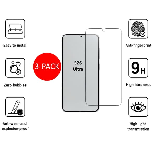 3-pakkaus 1SWEDEN näytönsuoja Samsung Galaxy S26 Ultralle Transparent