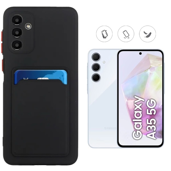 Samsung Galaxy A35 cover mobilcover kortholder slot sort BLACK  