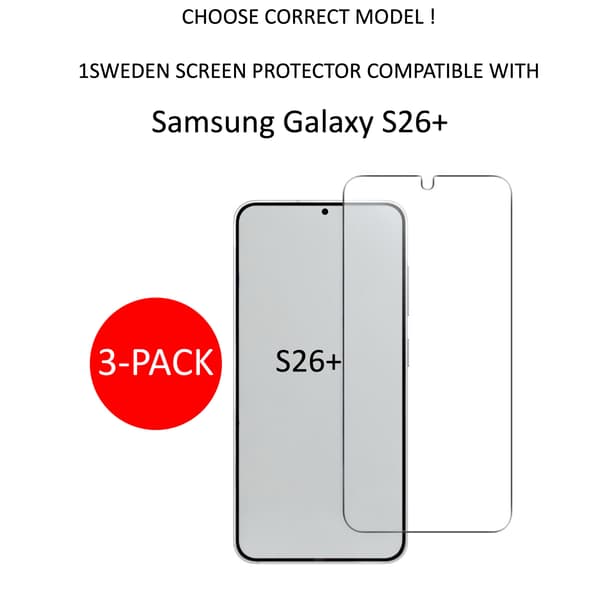 3-Pack 1SWEDEN skärmskydd för Samsung Galaxy S26+ Plus Transparent