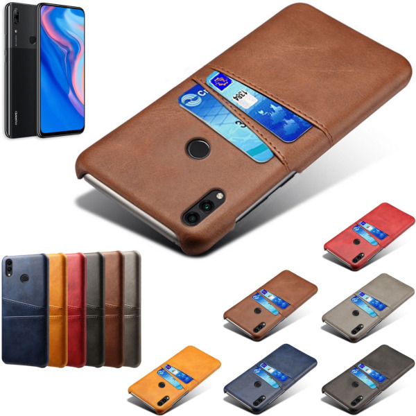 Huawei P smart Z skal fodral skydd skinn läder kort visa - Sort P smart Z