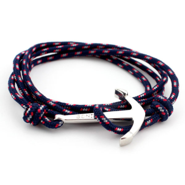 Herrarmband, band med ankare unisex smycke armband blått Blå / röd / vit