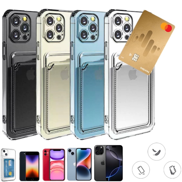 VÄLJ MODELL IPHONE skal korthållare mobilskal fodral slot - Transparent IPHONE 16