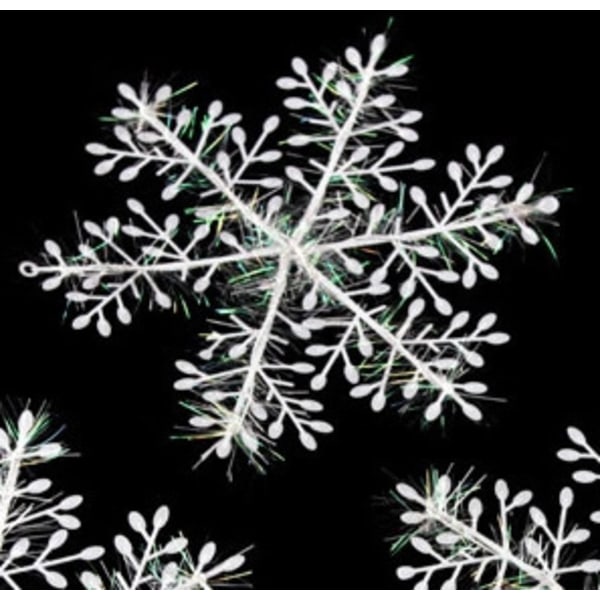 15 pack snöflingor, vita glitter jul dekoration pynt gran  Vit / silver