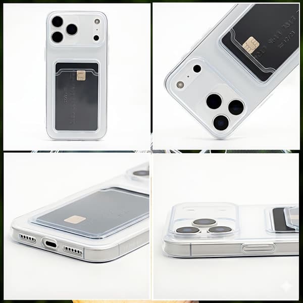 Vælg model: Iphone 16e cover med kortholder Gennemsigtig IPHONE 16e