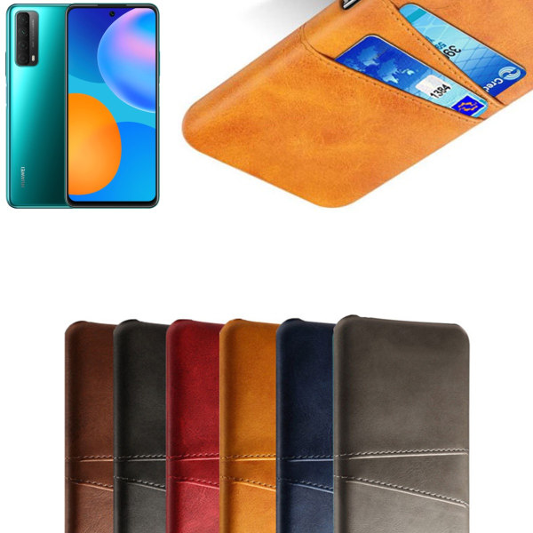 Huawei P smart 2021 -kotelo suojakotelo nahka korttipaikka - Musta P smart 2021