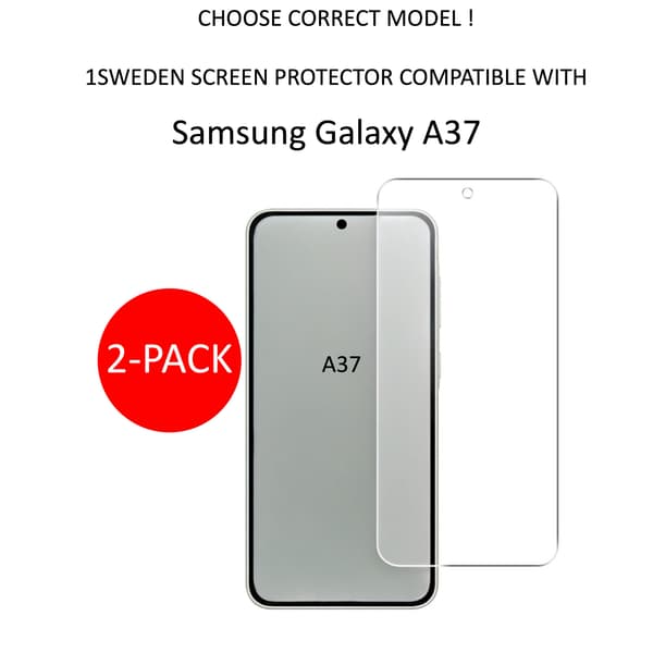 2-Pack 1SWEDEN skärmskydd för Samsung Galaxy A37- Härdat Glas Transparent