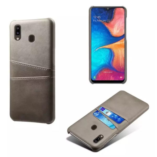 Samsung Galaxy A20e cover etui beskyttelse læder kort vis amex - Lysebrun / beige A20e