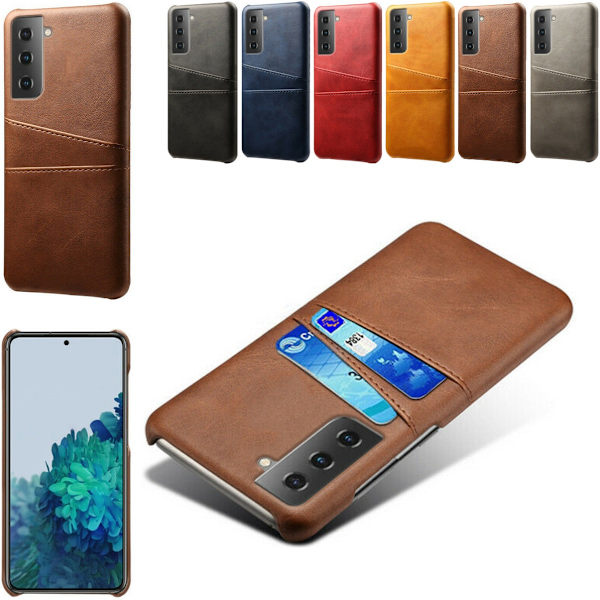 Samsung S21 Plus -kuori, suojakotelo, nahka, korttipidike, Mastercard - Punainen S21+